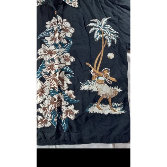 Baik Baik Honolulu Hawaiian Retro Shirt Black Size Small Hula Girl - Picture 3 of 11